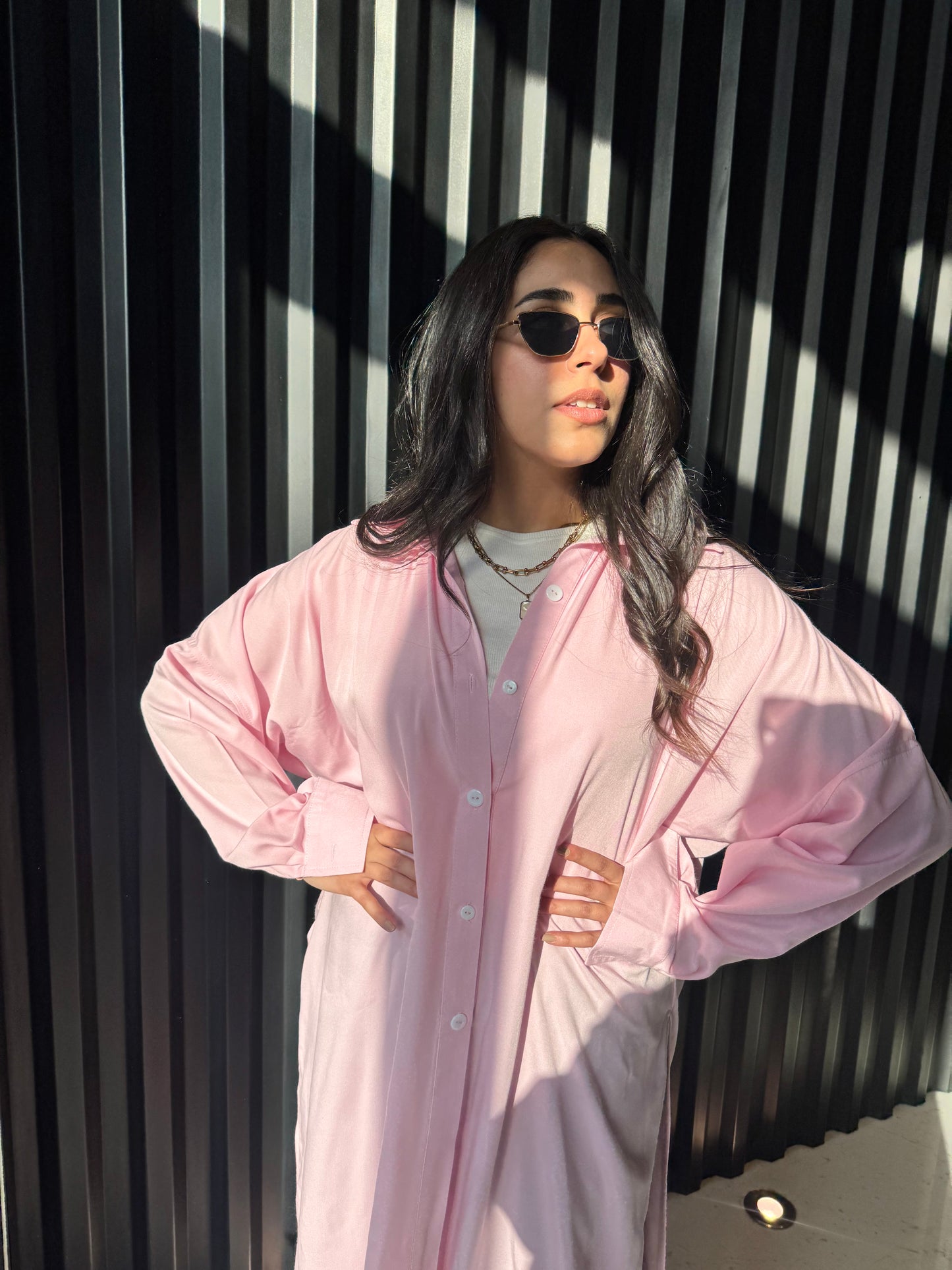 Oversized Pink Linen Chemise