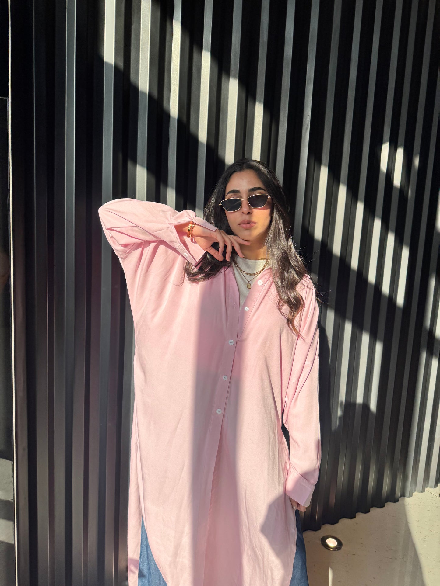 Oversized Pink Linen Chemise