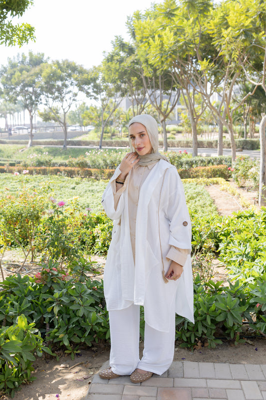 Iris Cardigan & Pants Set in White
