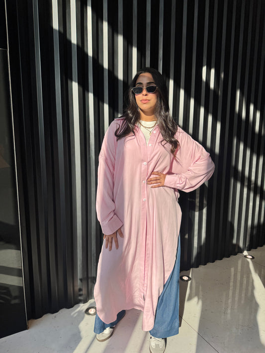 Oversized Pink Linen Chemise